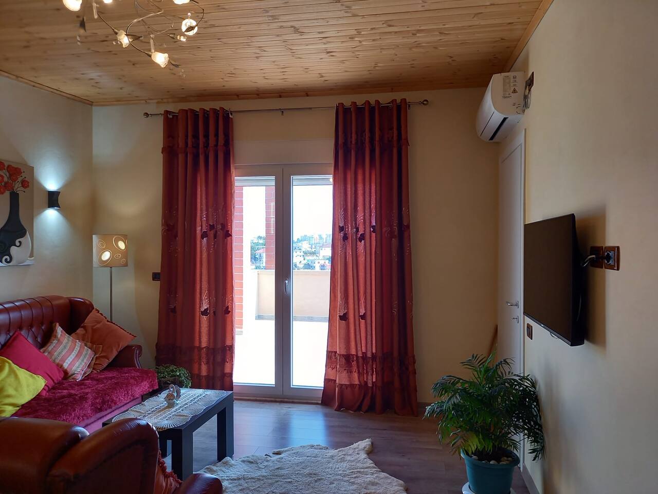 Living room with city view